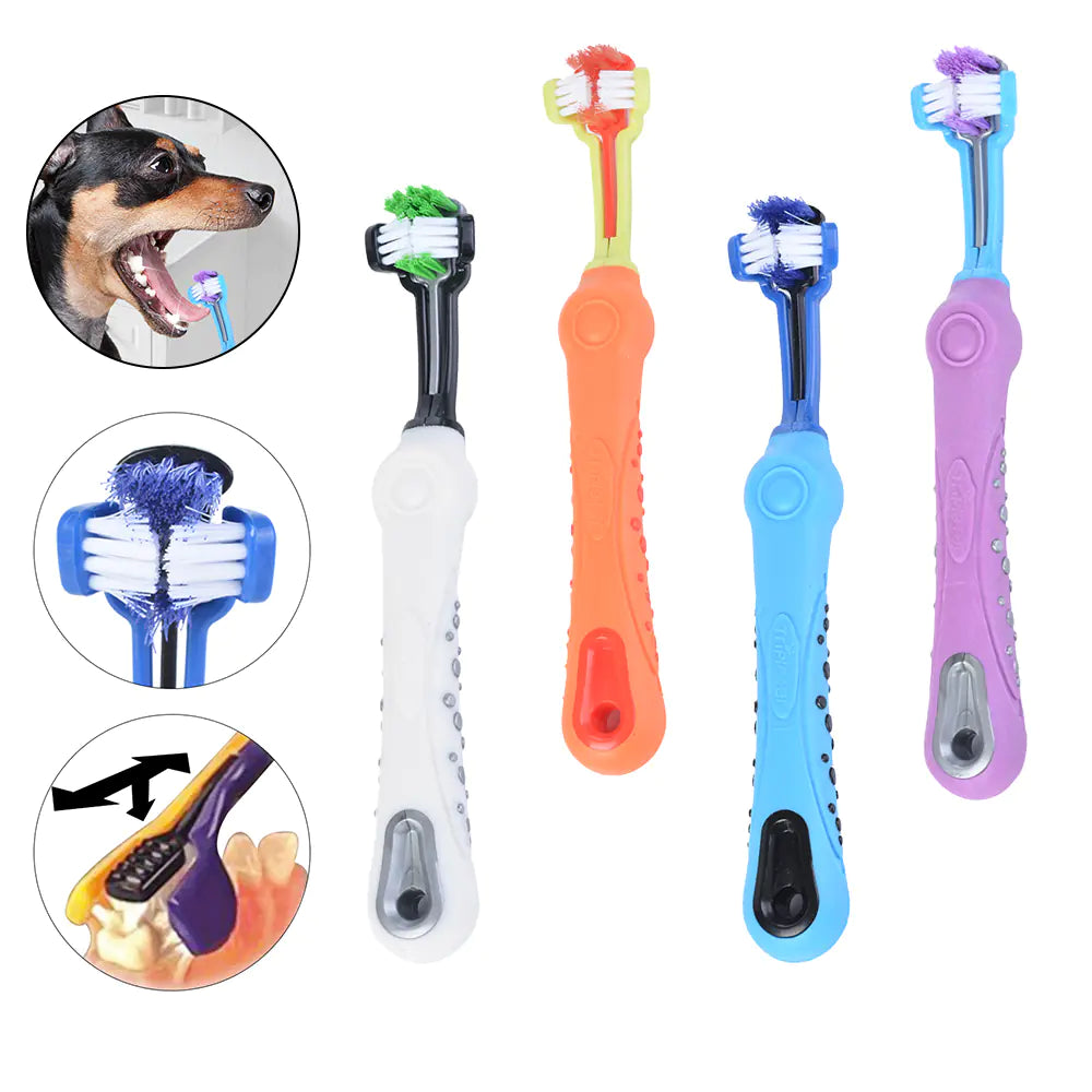 Pet Toothbrush with Three Heads for Large Dogs