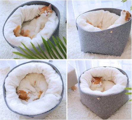 Cozy Pet Bed for Cats and Small Dogs in Winter Design