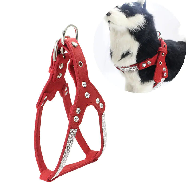 New Rhinestone Pet Harness with Soft Faux Leather