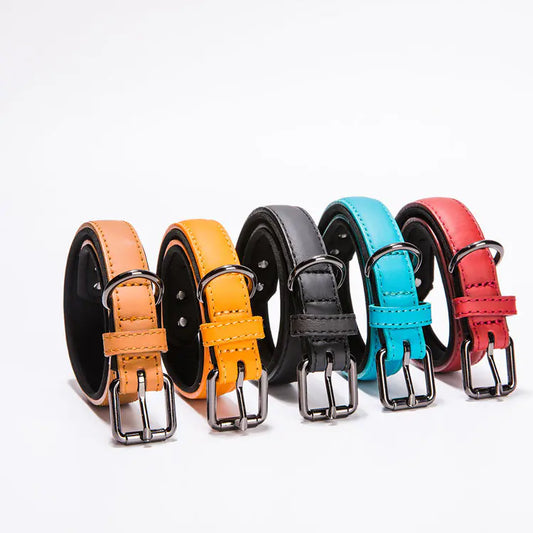LuxStyle Waterproof Leather Small Dog Collar