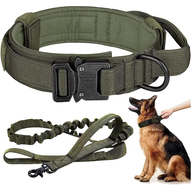 Tactical Outdoor Dog Leash for Large Dogs with Collar