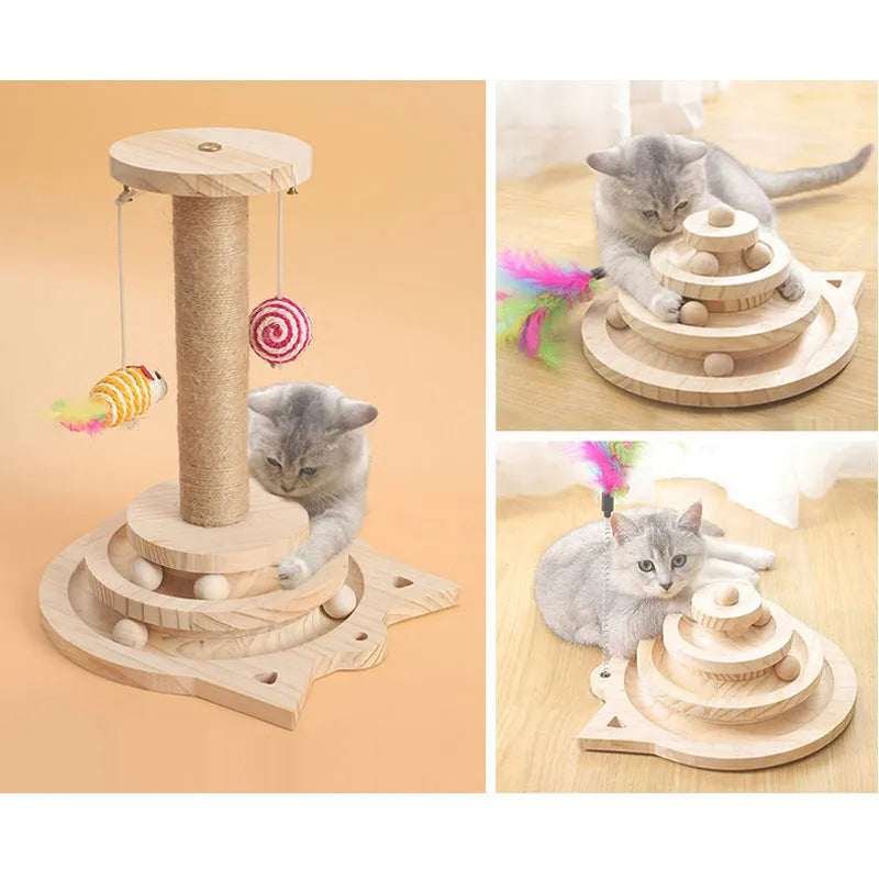 🐾 Three-Layer Cat Climbing Frame with Turntable Ball — The Ultimate Play & Exercise Hub