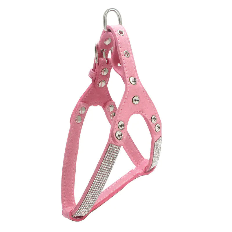 New Rhinestone Pet Harness with Soft Faux Leather