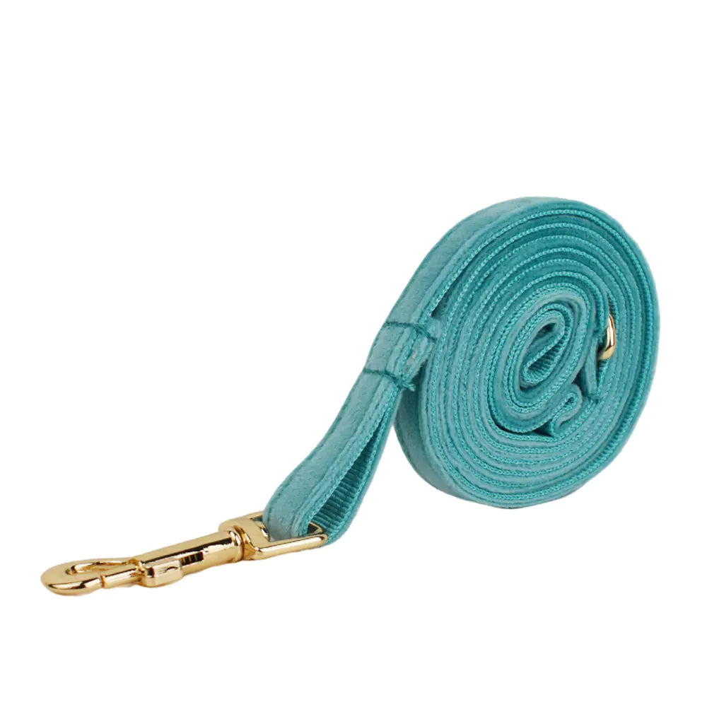 Turquoise Velvet Cat Collar with Bow and Bell