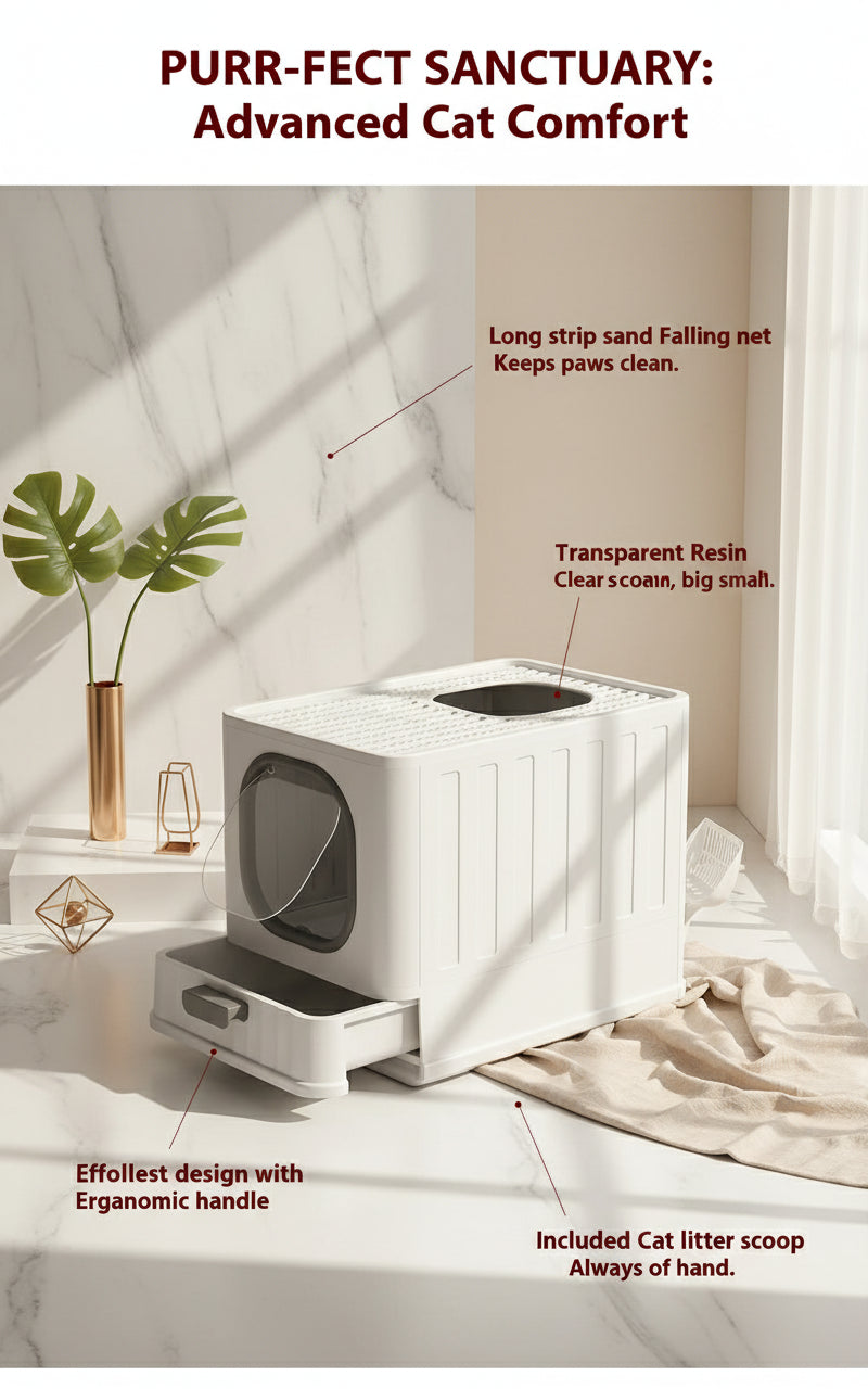 Folding Enclosed Cat Litter Box