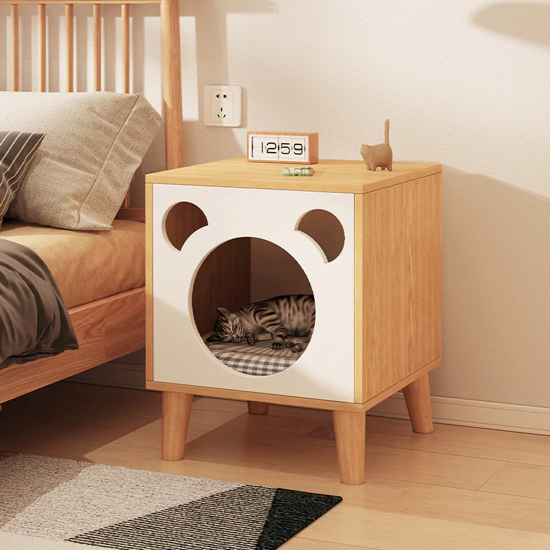 Wooden Cat Bedside Stand