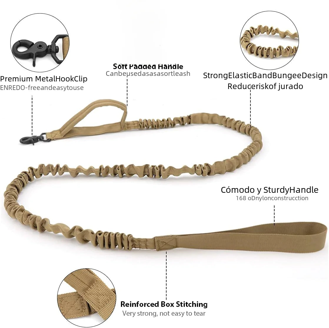 Tactical Outdoor Dog Leash for Large Dogs with Collar