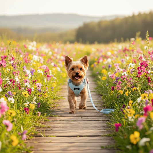 Dog Flower Traction Rope with Chest Harness