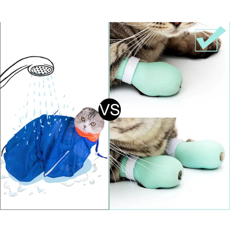 Adjustable Cat Paw Protection Boots for Bathing & Care