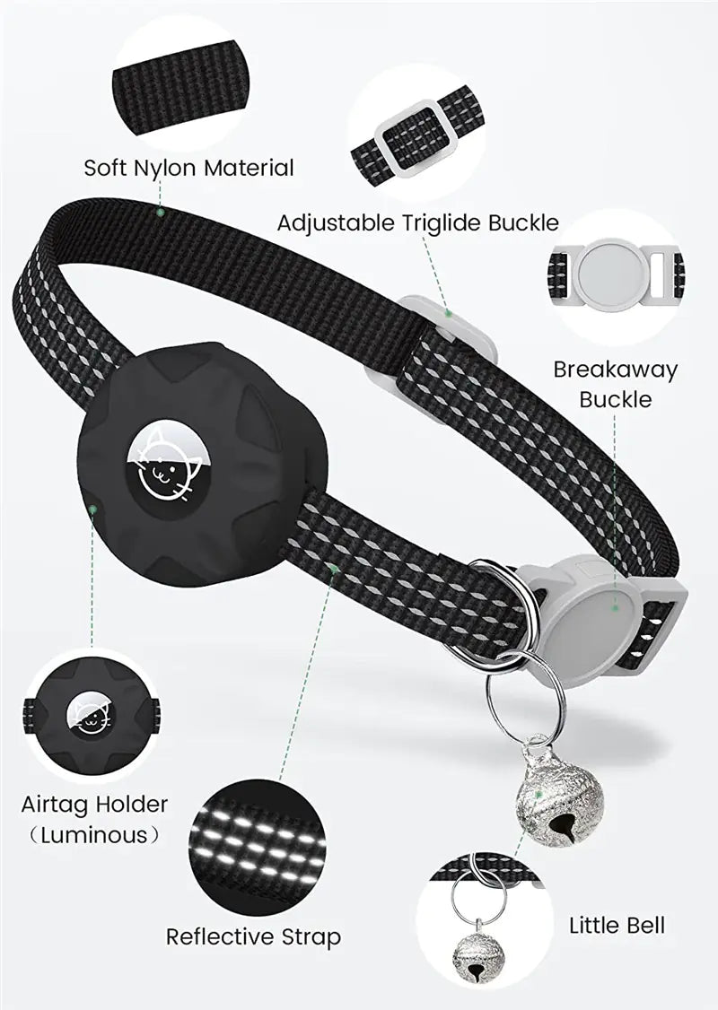 Apple AirTag Cat Collar Tracker with Reflective Bag