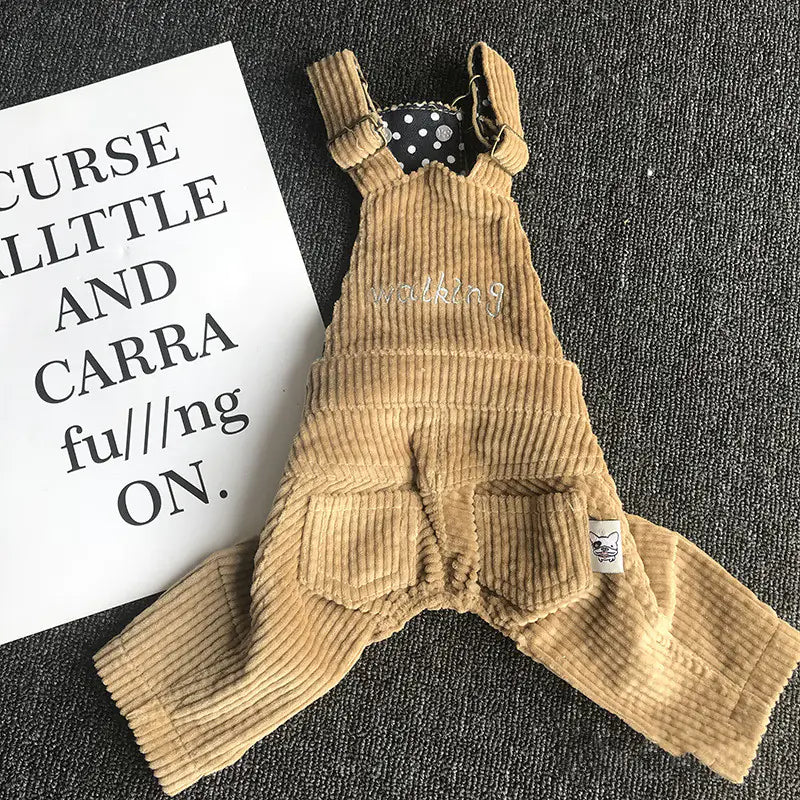 Pet Corduroy Overalls for Four-Legged Friends