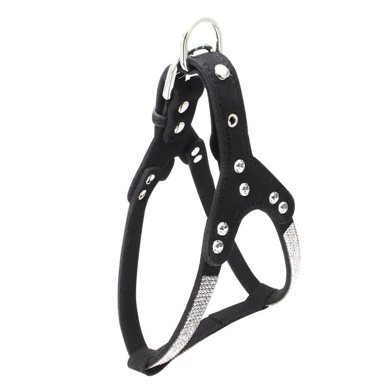 New Rhinestone Pet Harness with Soft Faux Leather