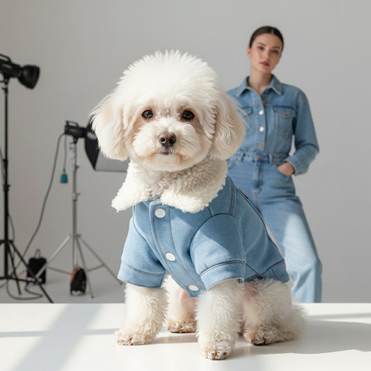 Thick Warm Dog Cotton Jacket, Denim Pet Clothes