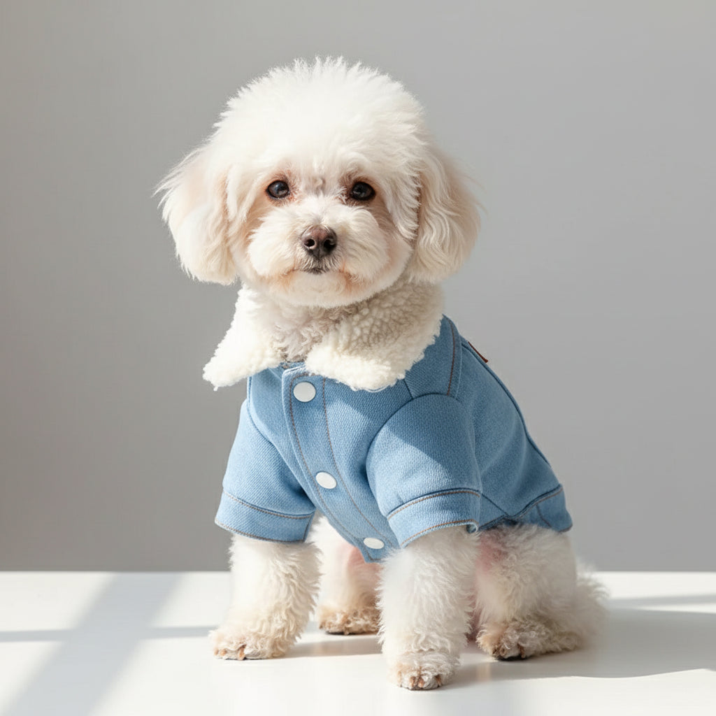 Thick Warm Dog Cotton Jacket, Denim Pet Clothes