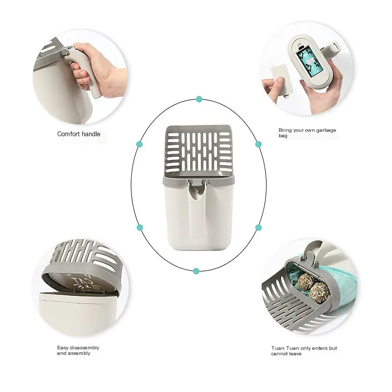 Large Capacity Litter Shovel and Waste Bin for Cats